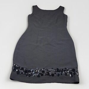 Jones New York‎ Dress Black Sequin Hem Sleeveless Sheath Cocktail Dress Size 4